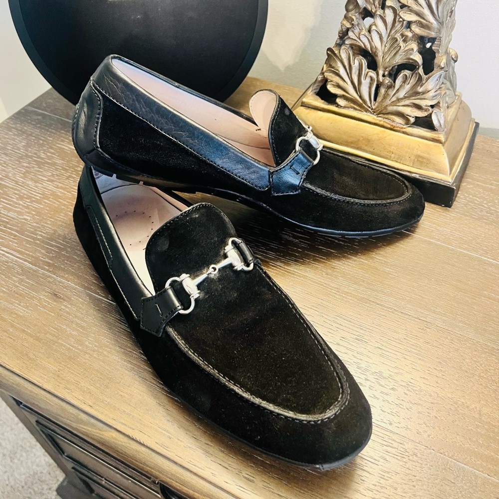 Magnanni Men’s Black Suede, All Leather Driver Shoes, Size 12